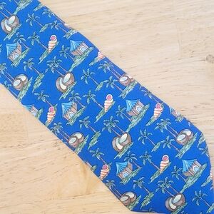 Hermes Blue Tie with Tropical Print